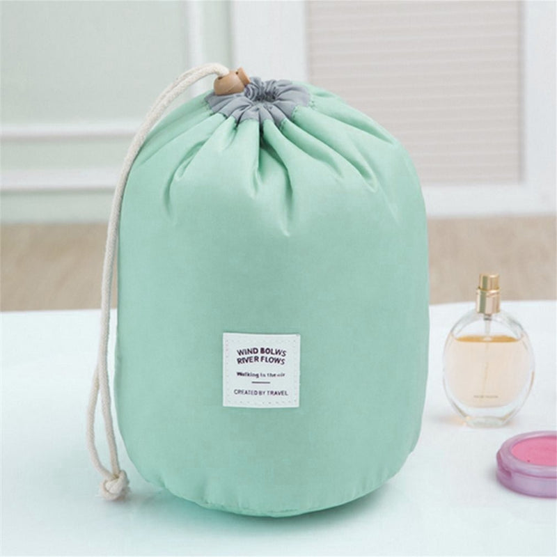 Waterproof Multifunction Barrel Shape Travel Cosmetic Bag with Drawstring